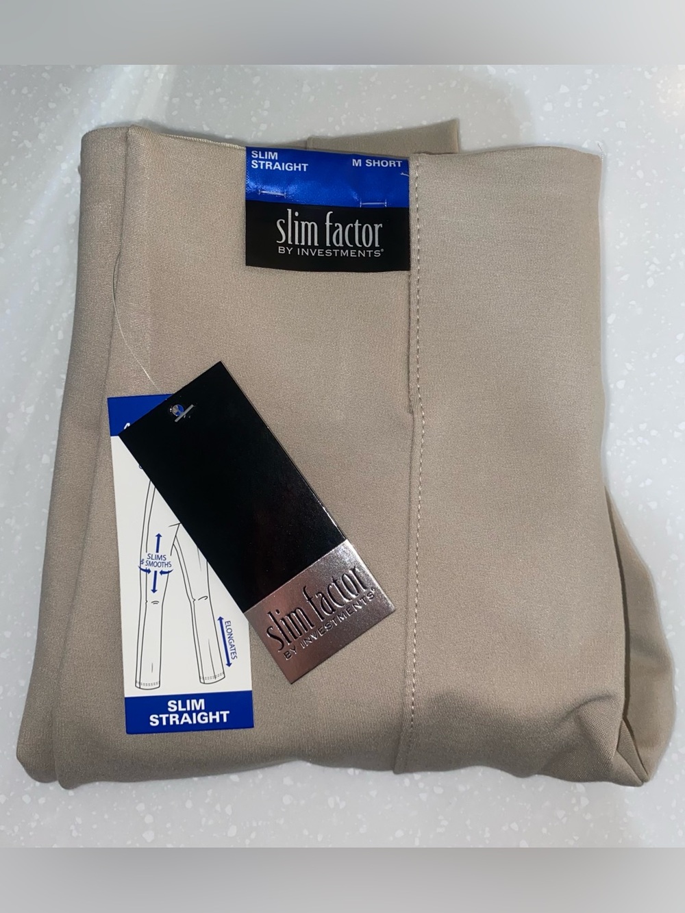 Slim Factor by Investments Nude Straight Leg Pants - Short Medium